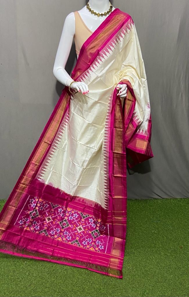 Handwoven Pochampally Ikkat Silk Dupatta with Zari Border_IKTB5UB7ISD