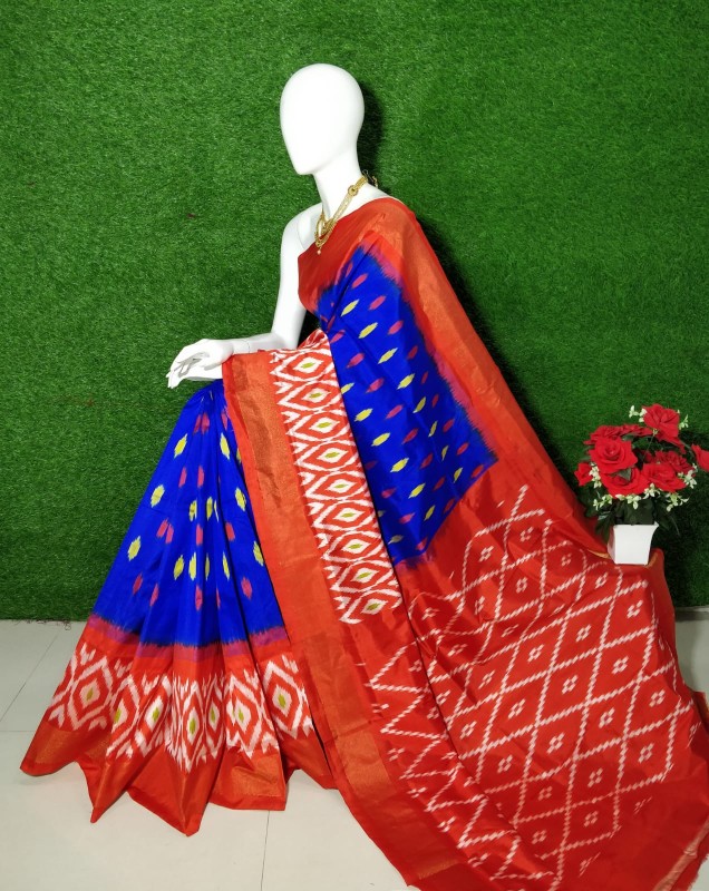 Pochampally Ikkat Silk Saree With  Beautiful Color Combination  IKTH1YLSASS