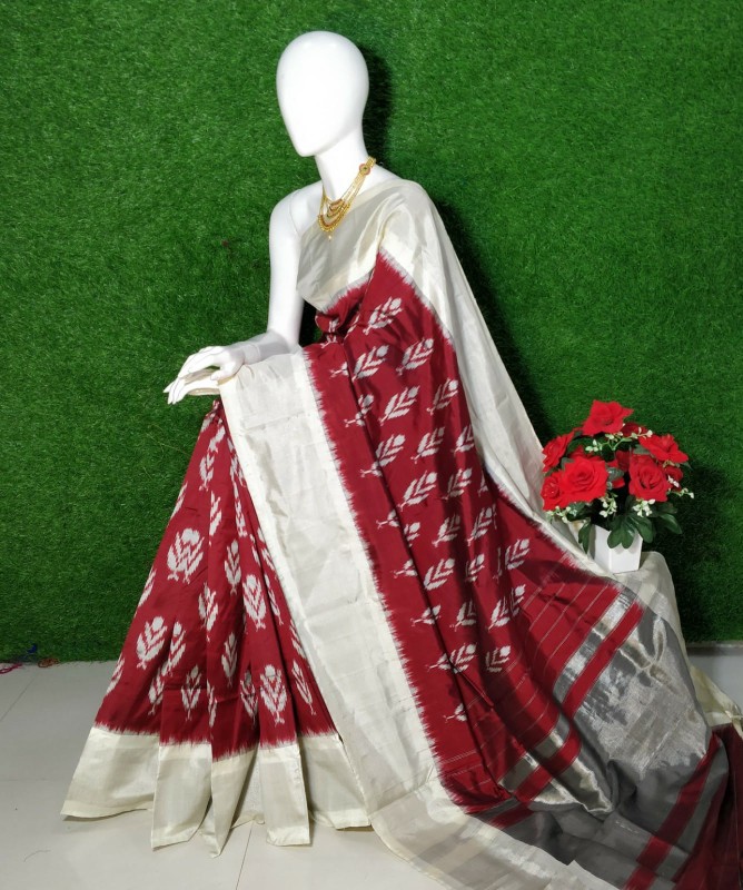 Ikkat Silk Saree With Beautiful motifs & Color Combination  IKTZHC17KSS
