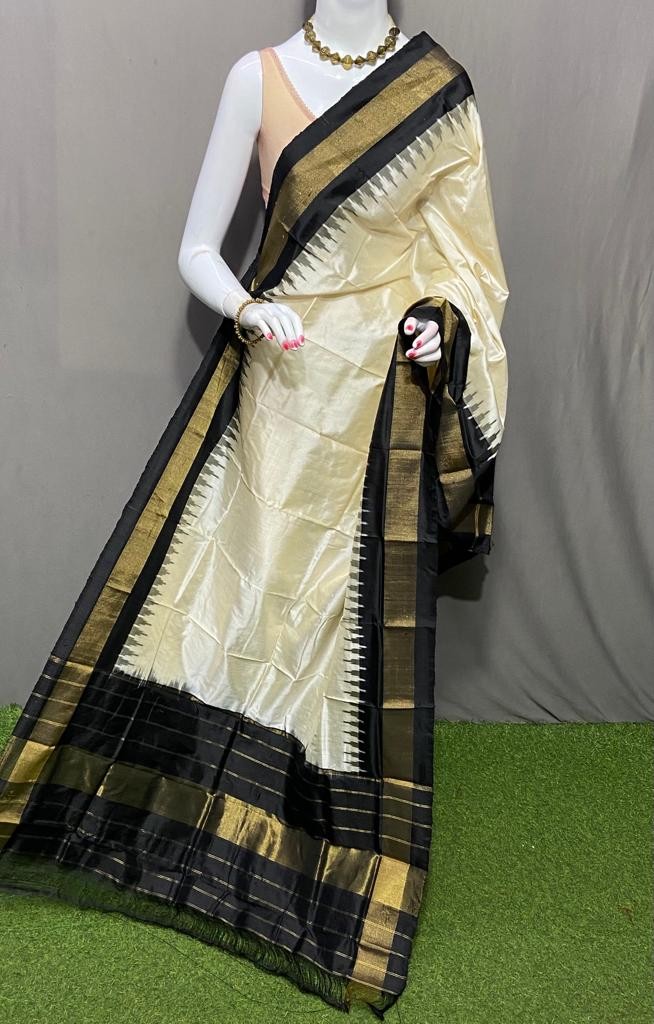 Handwoven Pochampally Ikkat Silk Dupatta with Zari Border_IKTTFOCICSD