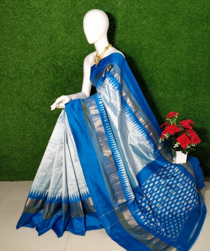 Pochampally Ikkat Silk Saree With  Beautiful Color Combination  IKT8C99HGSS