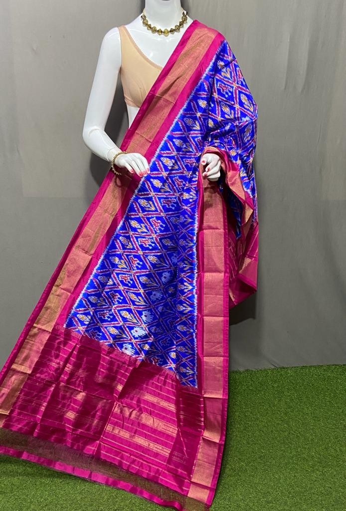 Handwoven Pochampally Ikkat Silk Dupatta with Zari Border_IKT9X7FV9SD