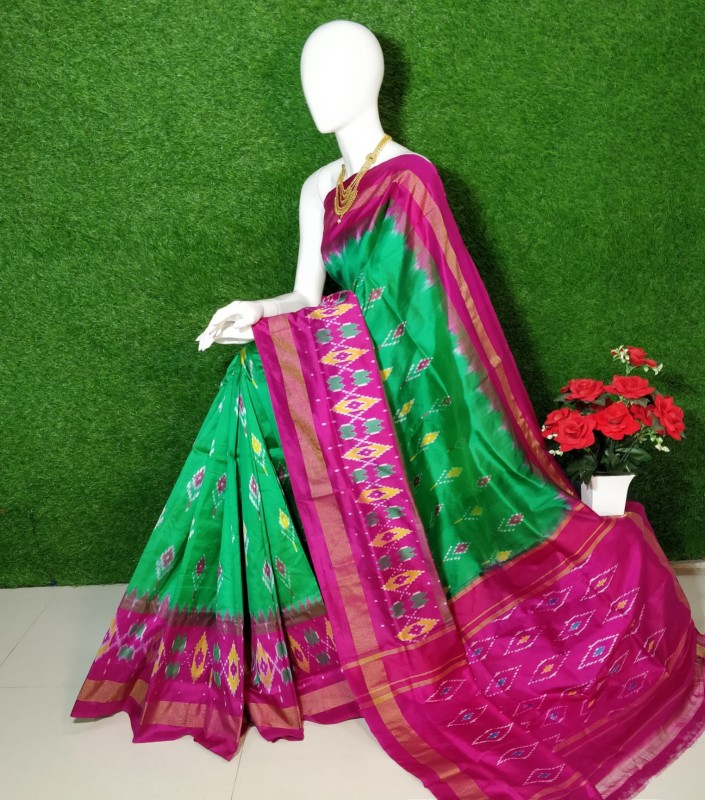 Pochampally Ikkat Silk Saree With  Beautiful Color Combination  IKTL46C0RSS