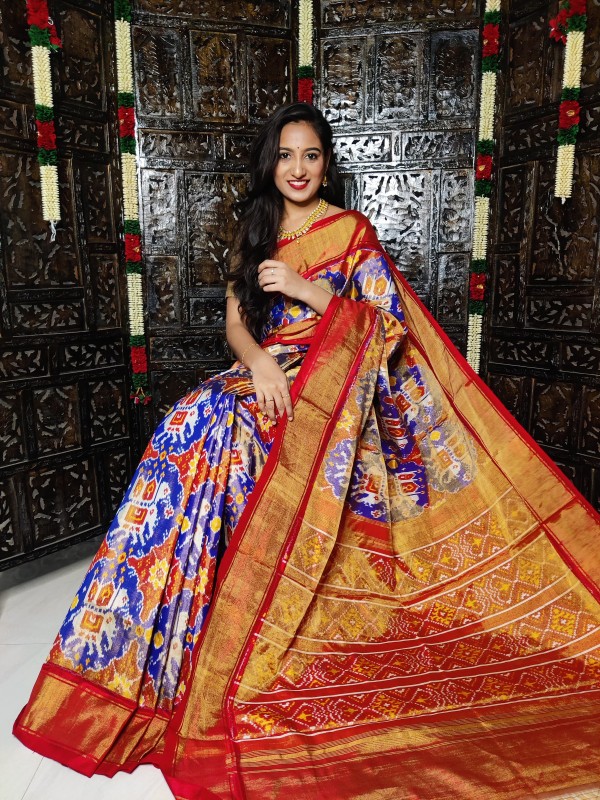 Pure Silk Ikat Pochampally Saree – Essence of India