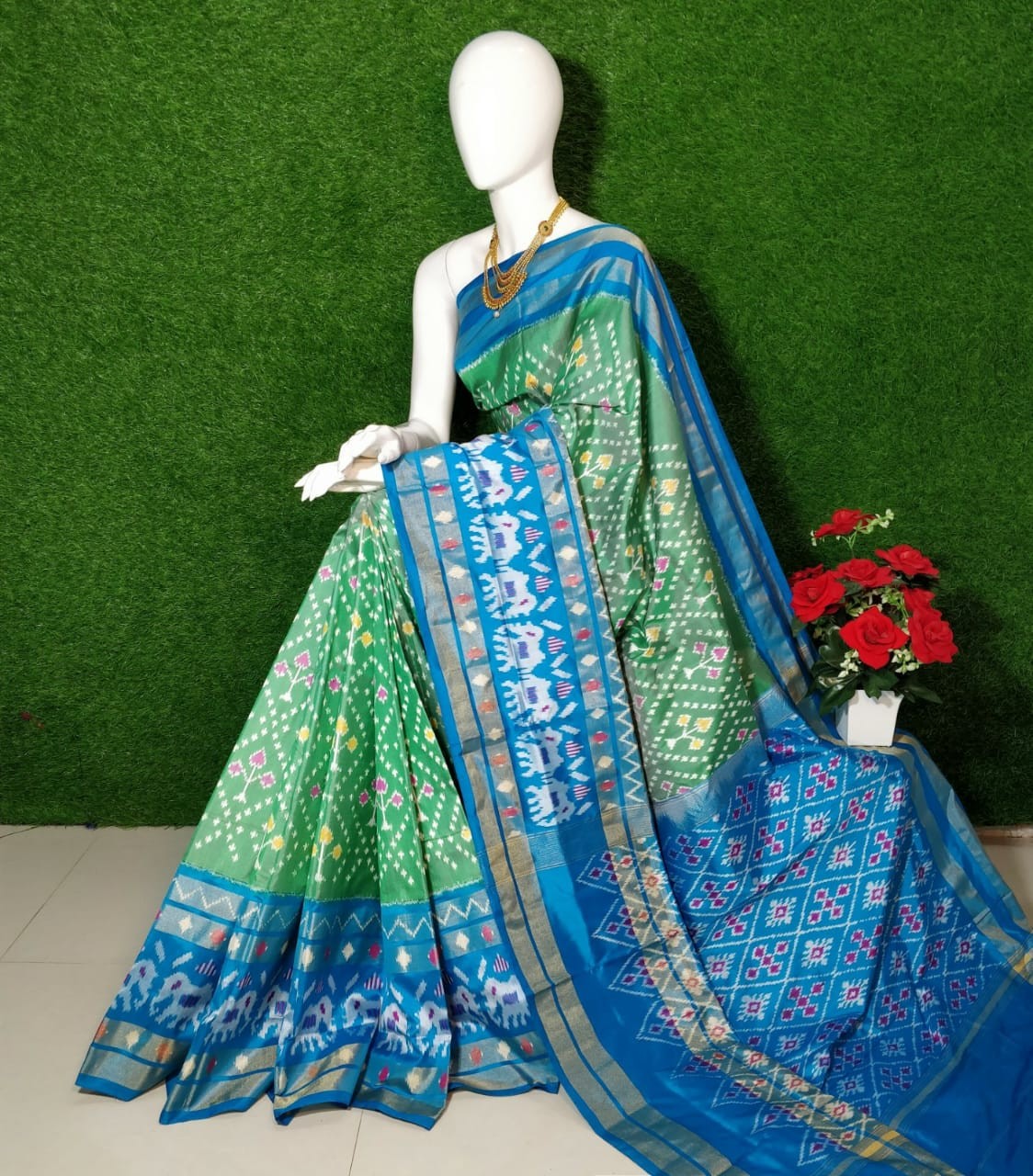 Exclusive Ikkat Pure Silk Full Designer Saree IKTEWRJP5SS