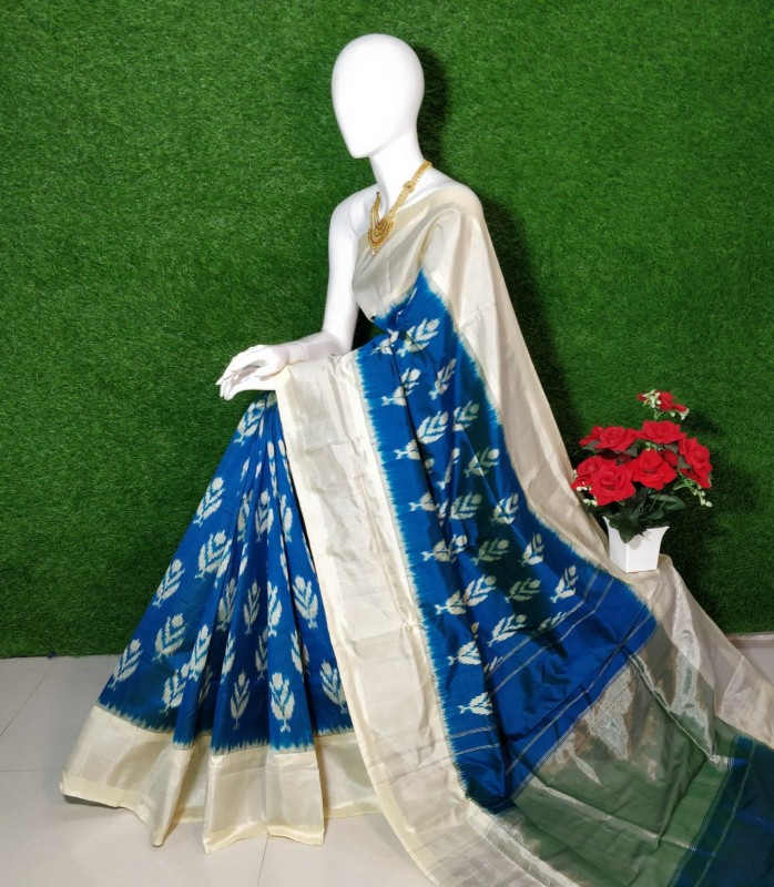 Ikkat Silk Saree With Beautiful motifs & Color Combination  IKTLAVMIASS