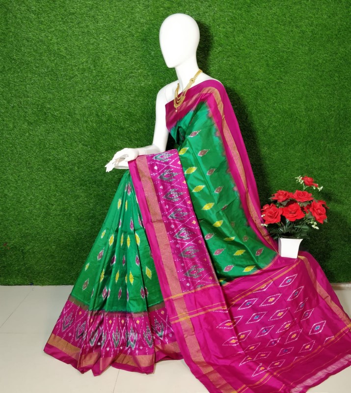 Pochampally Ikkat Silk Saree With  Beautiful Color Combination  IKTABNYWDSS