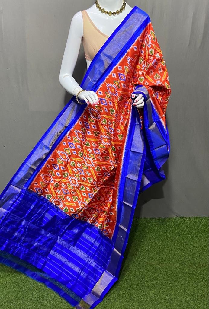 Handwoven Pochampally Ikkat Silk Dupatta with Zari Border_IKTX7HPUOSD