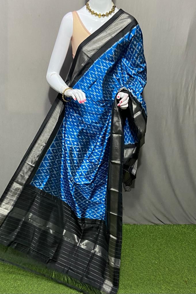 Handwoven Pochampally Ikkat Silk Dupatta with Zari Border_IKTMWIN0GSD