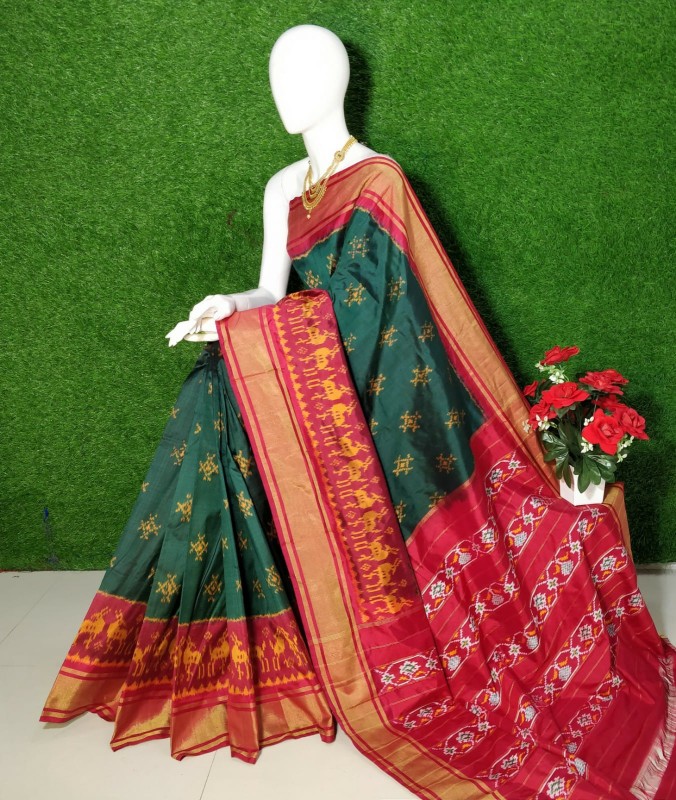 Ikkat Silk Saree With Beautiful motifs & Color Combination  IKT61W3C8SS