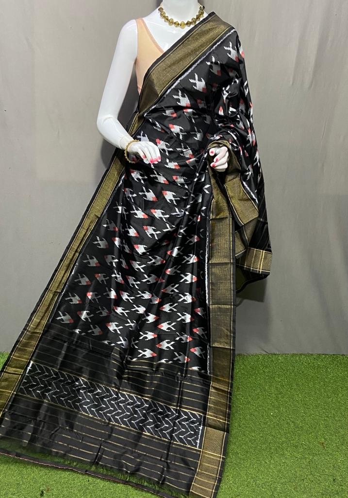 Handwoven Pochampally Ikkat Silk Dupatta with Zari Border_IKT9FT333SD