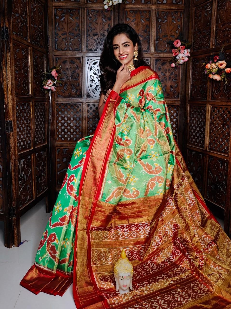 Exclusive ikkat pochampally Designer Patola Full Zari Tissue Saree IKT94XNTBSS