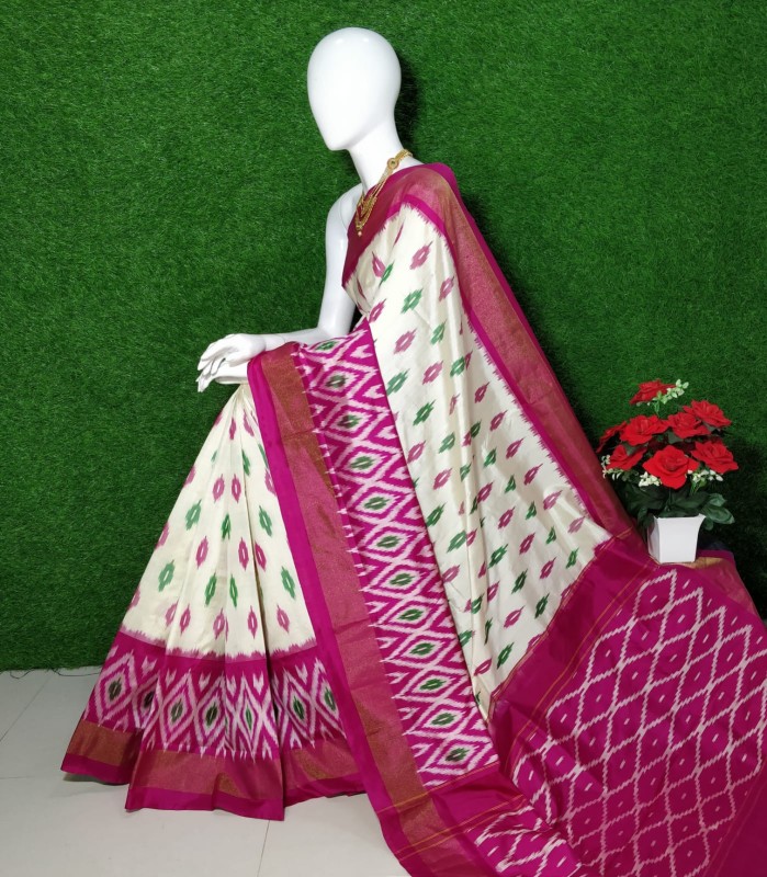 Pochampally Ikkat Silk Saree With  Beautiful Color Combination  IKT6DRPFQSS
