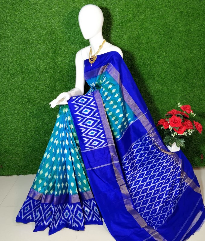 Pochampally Ikkat Silk Saree With  Beautiful Color Combination  IKT54ZG8ESS