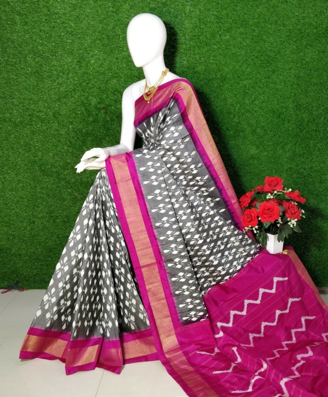 Ikkat Silk Saree With Beautiful motifs & Color Combination  IKTZH45F4SS