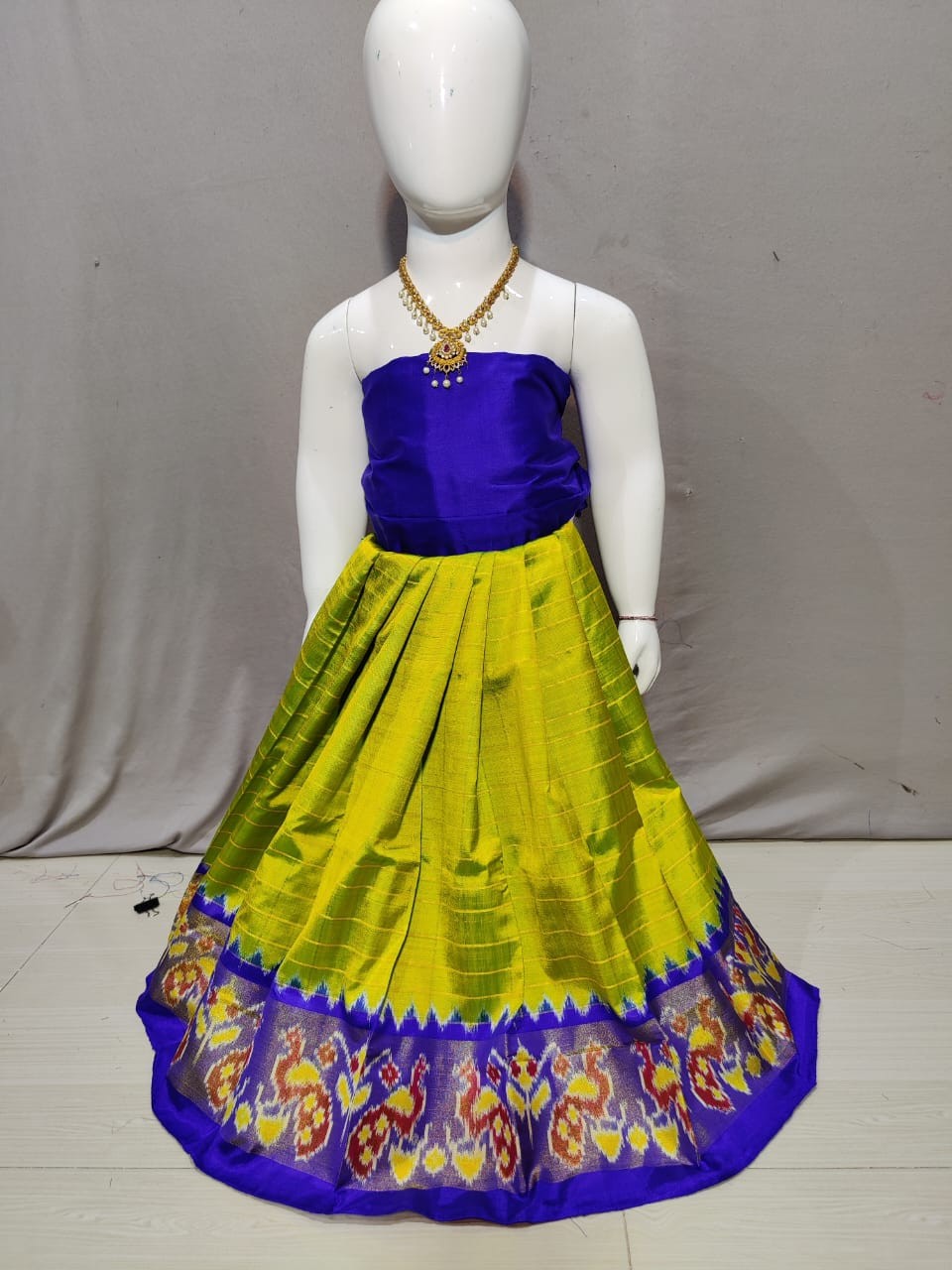 Buy Baby Girl's silk Pochampally ikkat lehenga (Ki, 6-12 Months, Yellow) at  Amazon.in