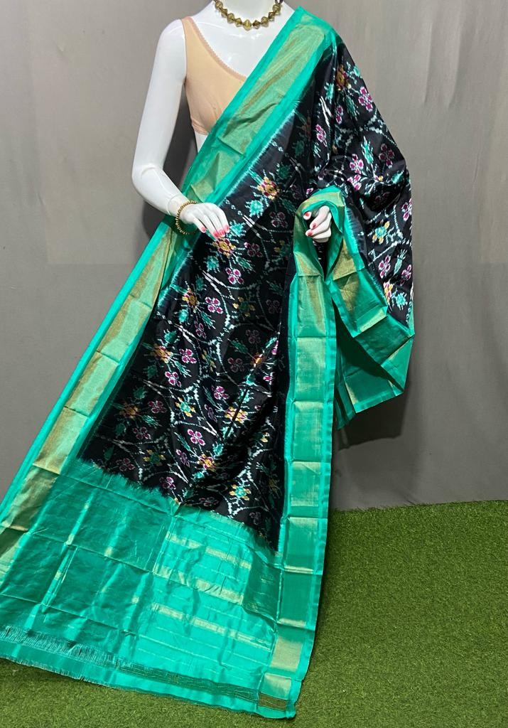 Handwoven Pochampally Ikkat Silk Dupatta with Zari Border_IKT826VF2SD