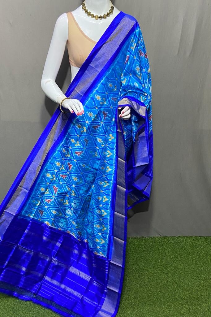 Handwoven Pochampally Ikkat Silk Dupatta with Zari Border_IKTLLHMPOSD