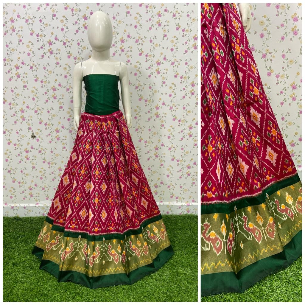 Pochampally Ikkat Silk Medium Size Lehenga IKTQ5JQUQMSL