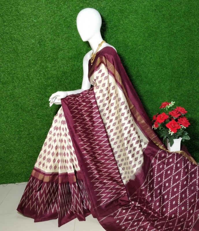Pochampally Ikkat Silk Saree With  Beautiful Color Combination  IKTOYKOR4SS