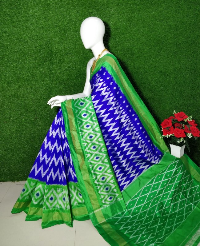Pochampally Ikkat Silk Saree With  Beautiful Color Combination  IKTE323SJSS