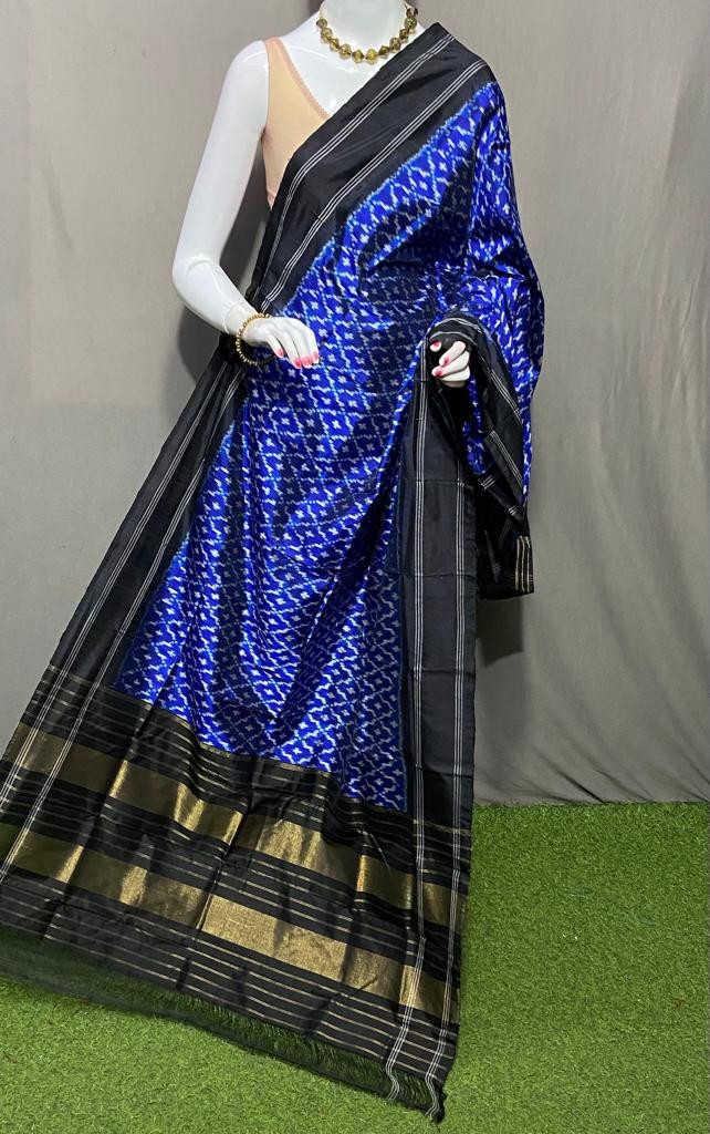 Handwoven Pochampally Ikkat Silk Dupatta with Zari Border_IKT2WUPCBSD