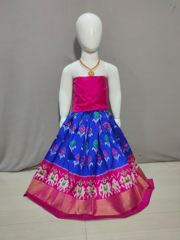 Handwoven Pochampally Ikkat Silk kids Lehenga IKTPZJJLISL