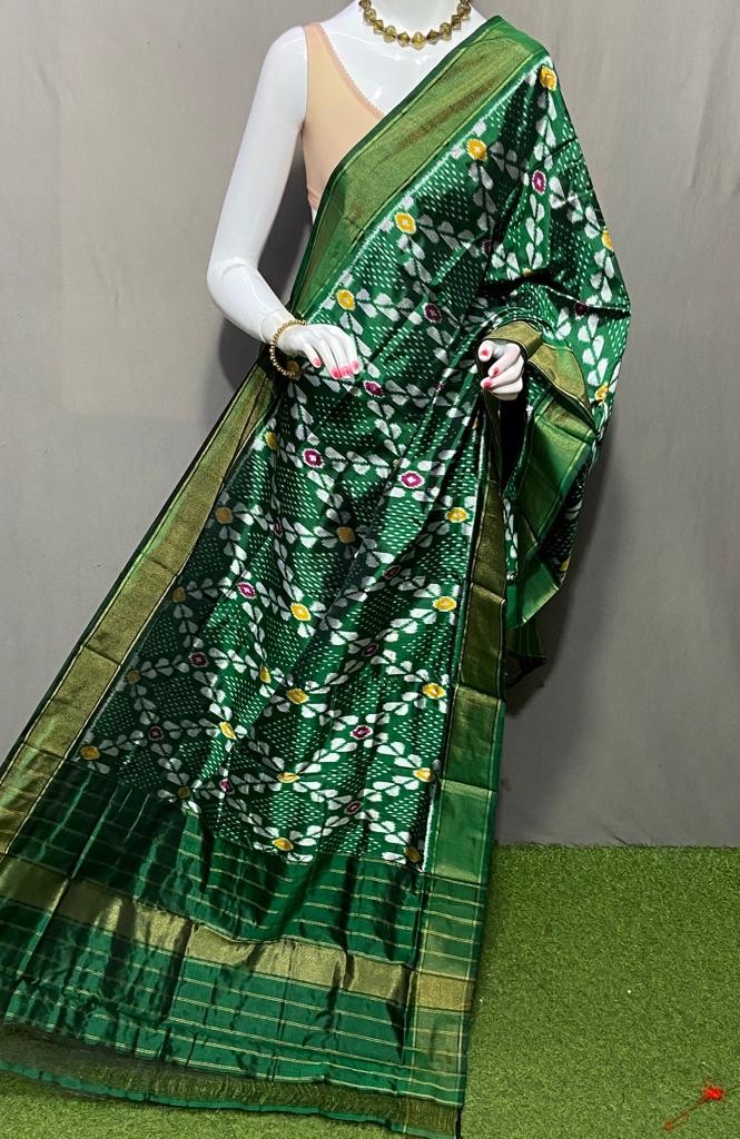 Handwoven Pochampally Ikkat Silk Dupatta with Zari Border_IKTGPSXAJSD