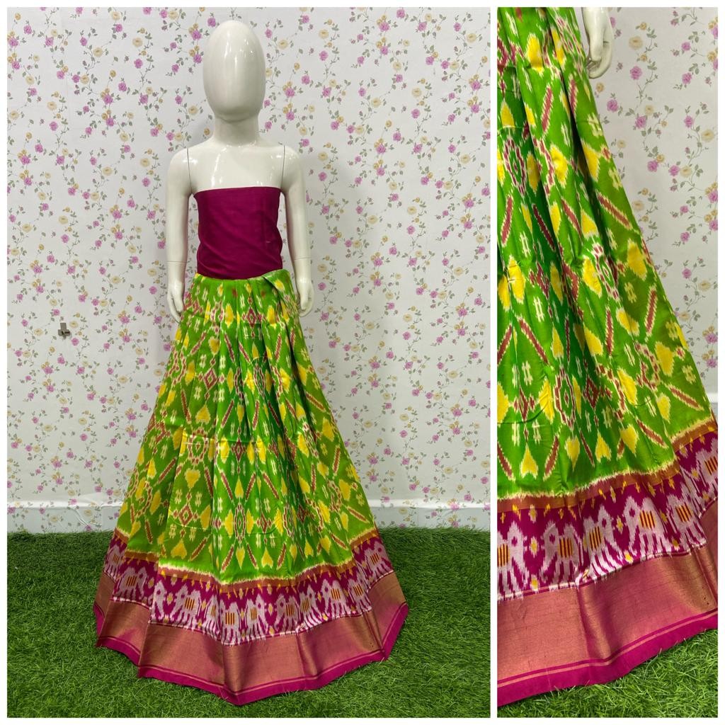 Pochampally Ikkat Silk Medium Size Lehenga IKTMNSPNJMSL