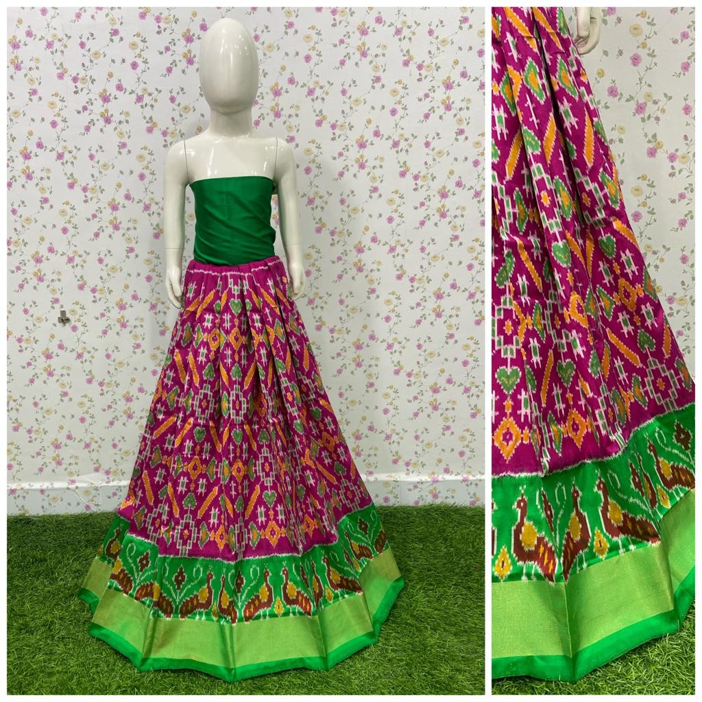 Pochampally Ikkat Silk Medium Size Lehenga IKTRDFAM9MSL