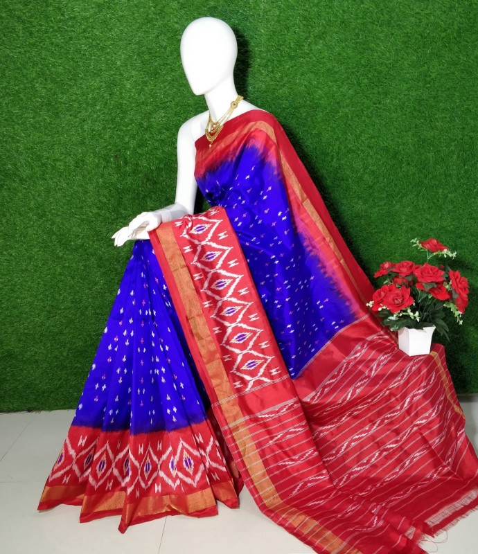 Pochampally Ikkat Silk Saree With  Beautiful Color Combination  IKTVZKP8JSS