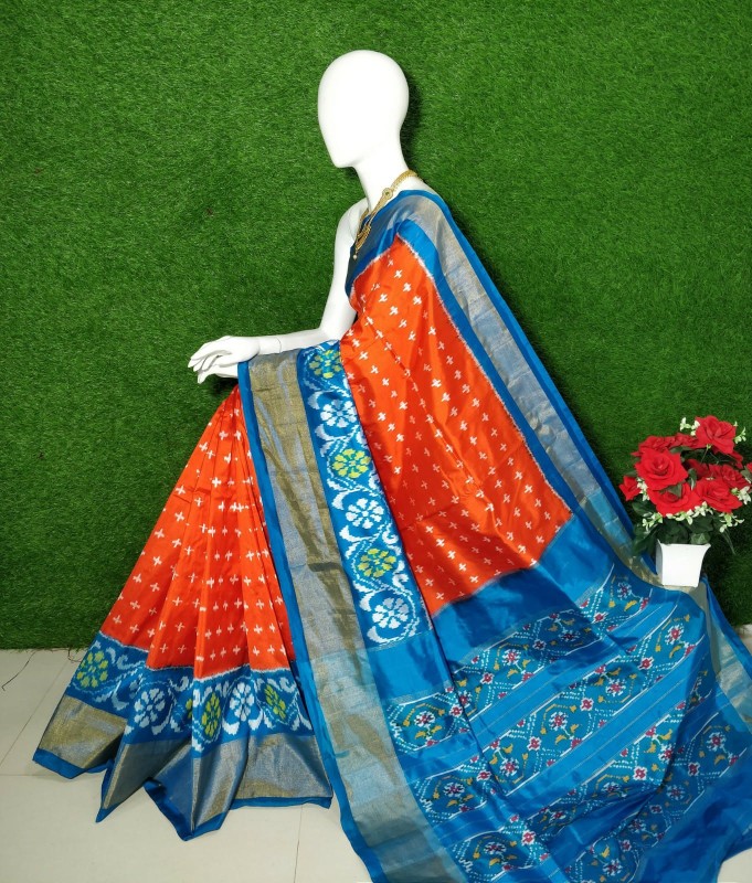 Ikkat Silk Saree With Beautiful motifs & Color Combination  IKTGISECGSS
