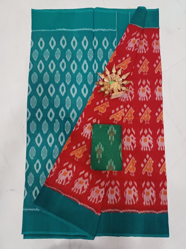Pochampally Hand woven Ikkat Cotton Saree IKTG09TNTCS